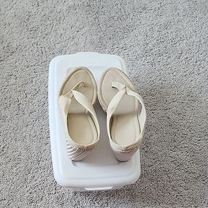 Beige Wedge Flip-Flop Sandals